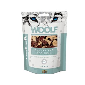 Woolf Godbidder Chiken and cod sushi Store og blde kan deles 100g