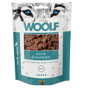 Woolf Godbidder Duck Chunkies  God til sm hunde 100g.