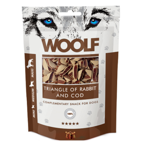 Woolf Godbidder Rabbit & Cod Triangle God til alle hunde 100g.  